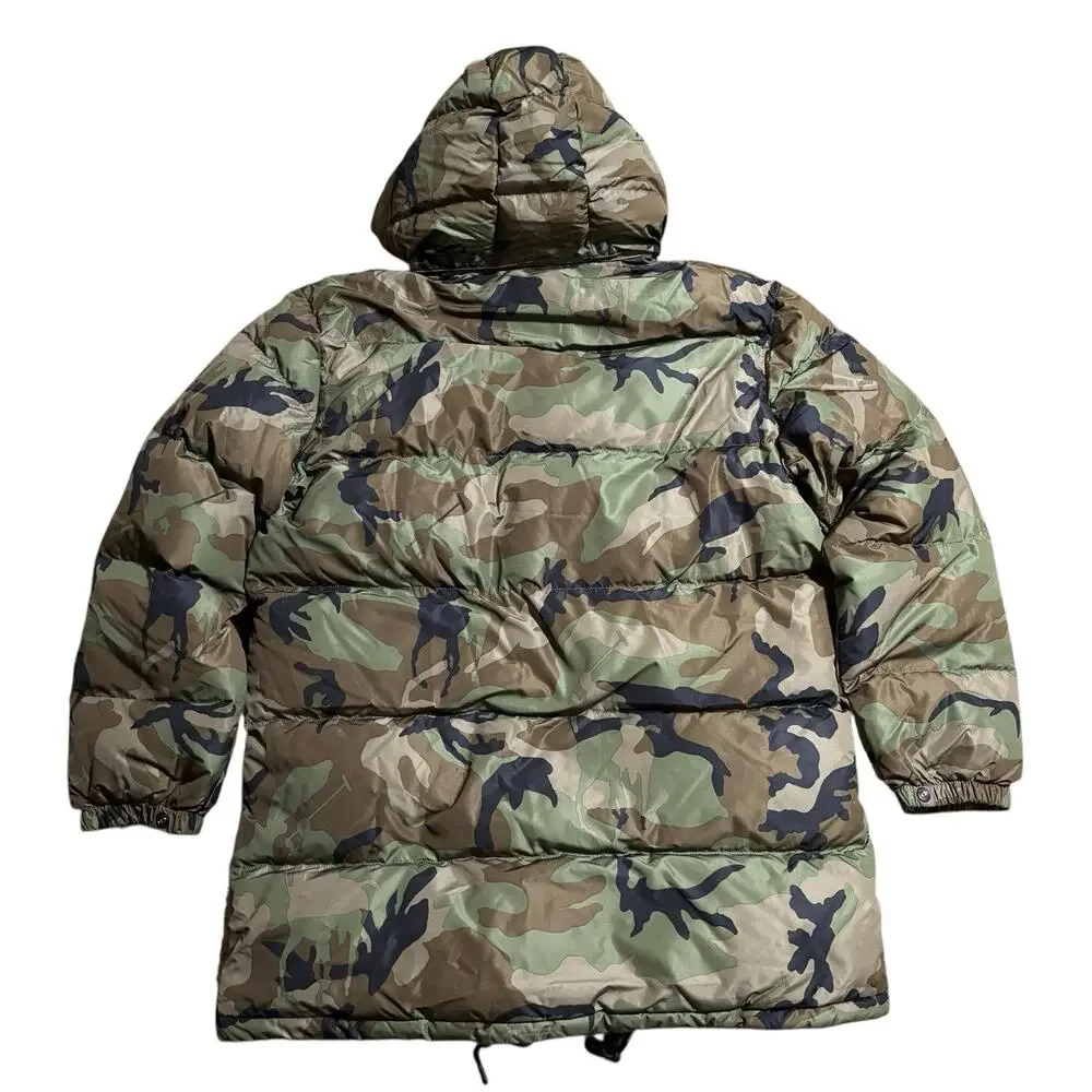 Polo Ralph Lauren Camo Down Fill Puffer Hood Detaches Orange Pony Large NEW - Picture 3 of 10
